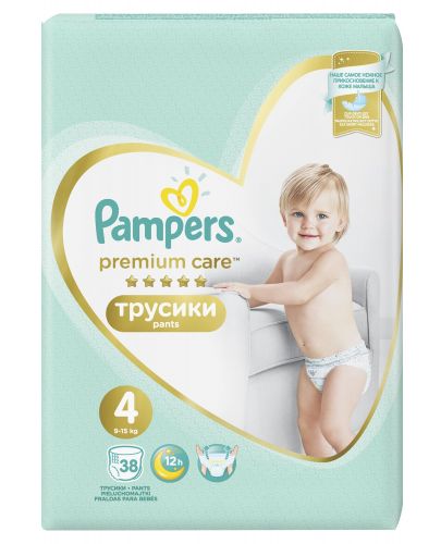 Бебешки пелени гащи Pampers - Premium Care 4, 38 броя  - 1