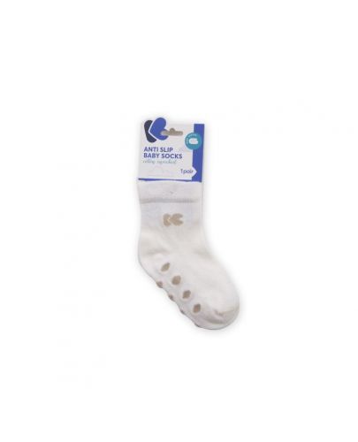 Бебешки чорапи против подхлъзване Kikka Boo - Памучни, 1-2 години, бели - 1
