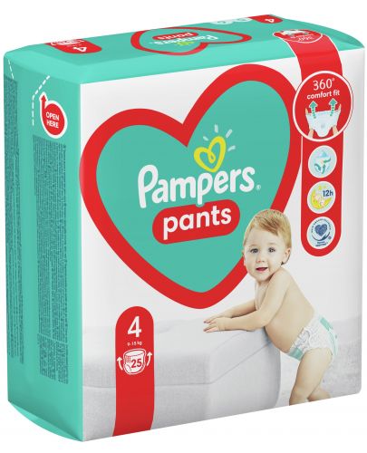 Бебешки пелени гащи Pampers 4, 25 броя  - 1