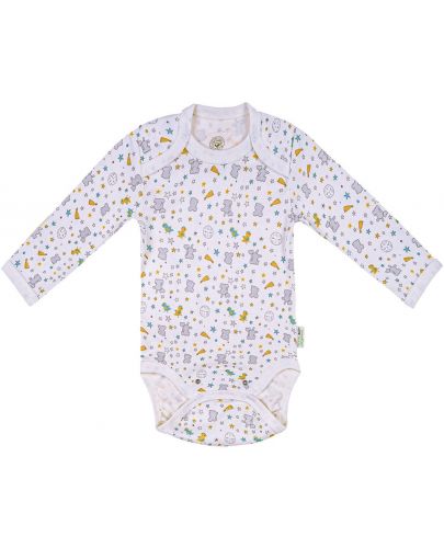 Бебешко боди Bio Baby - Органичен памук, 74 cm, 6-9 месеца, сиво-жълто - 1