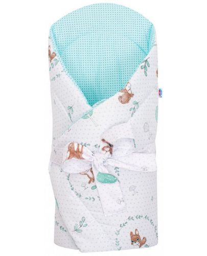 Бебешка пелена за изписване New Baby - Сърнички, 75 х 75 cm, мента - 1