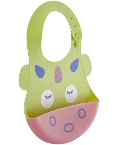 Бебешки силиконов лигавник BabyJem - Еднорог, зелен - 1