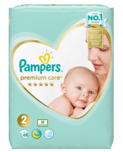 Бебешки пелени Pampers Premium Care - VP, Размер 2, 4-8 kg, 68 броя - 1