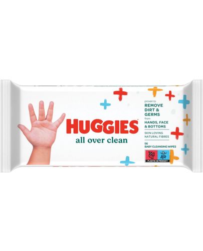 Бебешки мокри кърпички Huggies - All Over Clean, 56 броя - 1