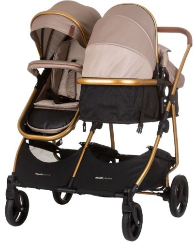 Бебешка количка за близнаци Chipolino - Дуо Смарт, златно бежово - 5