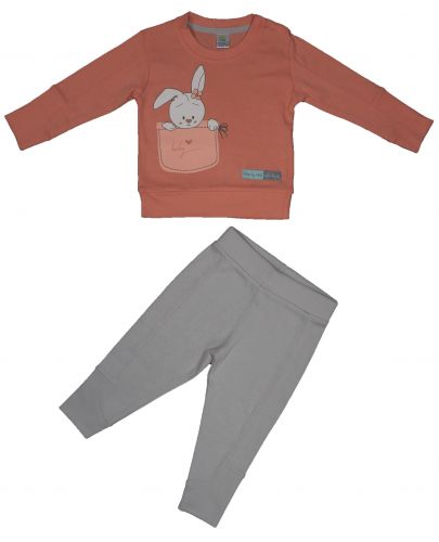 Бебешки комплект от 2 части Rach - Bunny Love, 86 cm, червен - 1