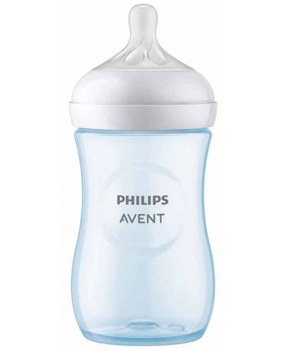 Бебешко шише Philips Avent - Natural Response 3.0, с биберон 1m+, 260 ml, синьо - 4