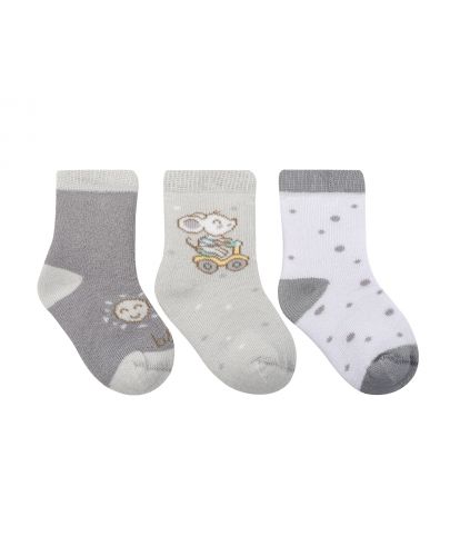 Бебешки чорапи Kikka Boo Joyful Mice - Памучни, 6-12 месеца - 2