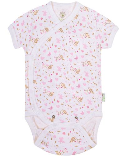 Бебешко боди Bio Baby - органичен памук, 68 cm, 4-6 месеца, розово-бяло - 1