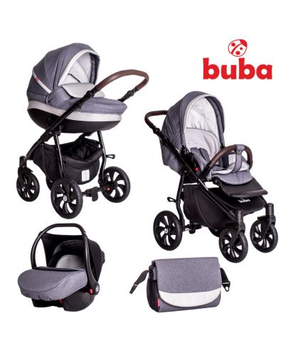 Бебешка комбинирана количка 3в1 Buba - Estilo 930, тъмносива - 1