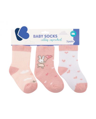 Бебешки чорапи Kikka Boo Rabbits in Love - Памучни, 0-6 месеца - 1