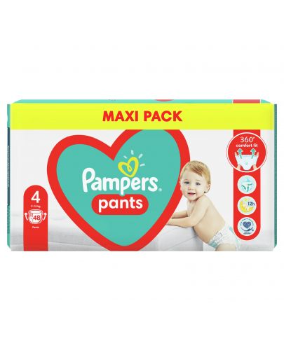 Бебешки пелени гащи Pampers 4, 48 броя  - 1