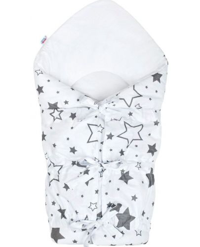 Бебешка пелена за изписване New Baby - Звезди, 70 х 70 cm, бяло и сиво - 1