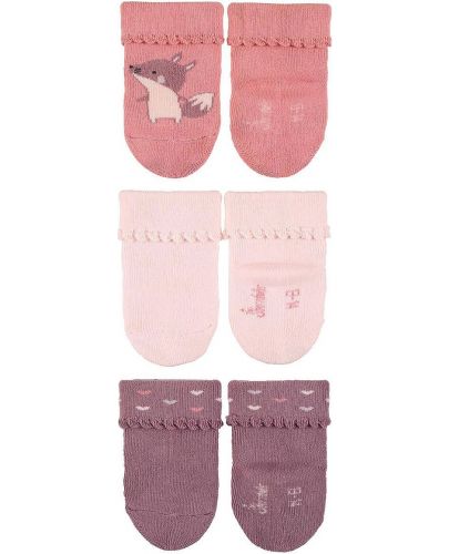 Бебешки чорапи Sterntaler - С лисиче, 13/14 размер, 3 чифта, розови - 1