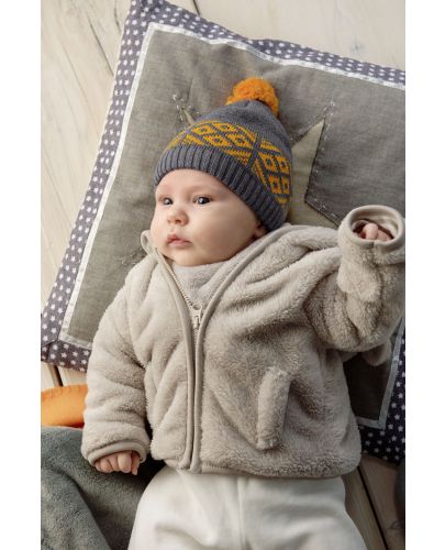 Бебешка зимна шапка с пискюл Sterntaler - 49 cm, 12-18 месеца, тъмносива - 2