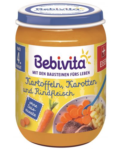 Ястие Bebivita - Картофи, моркови и телешко месо, 190 g - 1
