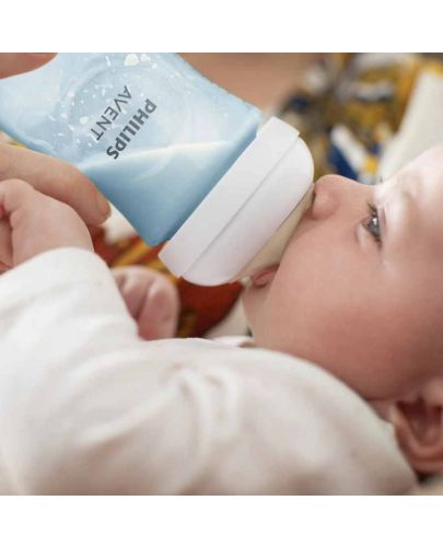 Бебешко шише Philips Avent - Natural Response 3.0, с биберон 1m+, 260 ml, синьо - 6