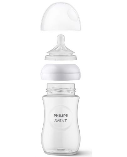 Бебешко шише Philips Avent - Natural Response 3.0, с биберон 1 m+, 260 ml, бяло - 6