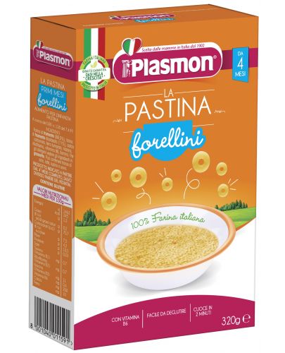 Бебешка паста Plasmon - Forellini, на кръгчета, 320 g - 1