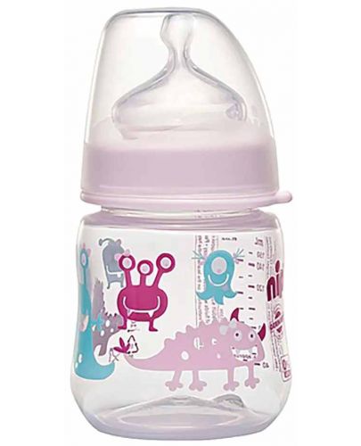 Бебешко шише NIP - РР, Flow S, 0 м+, 150 ml, Girl  - 1