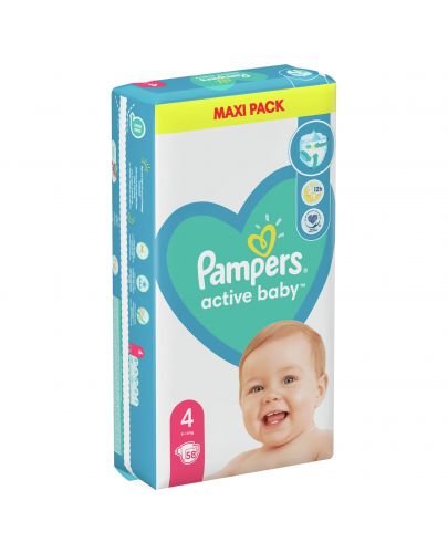 Бебешки пелени Pampers - Active Baby 4, 58 броя  - 1