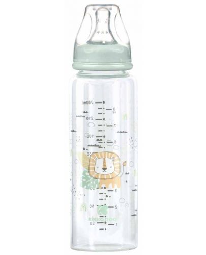 Бебешко стъклено шише KikkaBoo Savanna - 240 ml, мента - 1