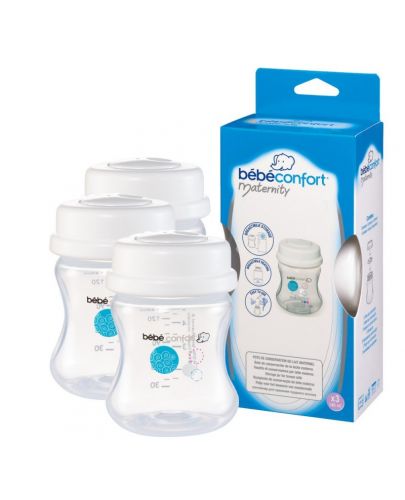 Bebe Confort Комплект полипропиленови бутилки за съхранение на кърма 140 мл. 3 бр. - 1