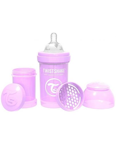 Бебешко шише против колики Twistshake Anti-Colic Pastel - Лилаво, 180 ml - 1