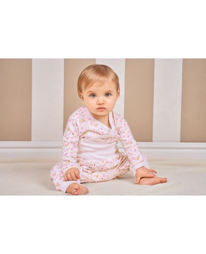 Бебешки потури Bio Baby - органичен памук, 80 cm, 9-12 месеца, бяло-розови - 3