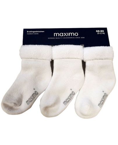Бебешки хавлиени чорапи Maximo - Бели - 1