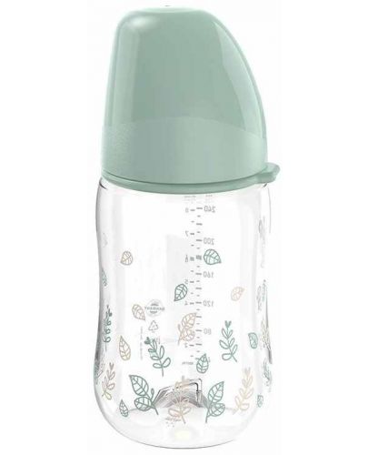 Бебешко шише NIP Green - Cherry, Flow M, 0 м+, 260 ml, зелено - 1