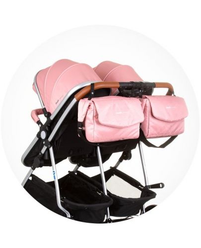Бебешка количка за близнаци Chipolino - Дуо Смарт, фламинго - 10