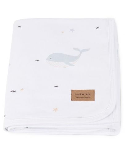 Бебешко одеяло Bonjourbebe - Pacific, 65 x 80 cm, бяло - 1