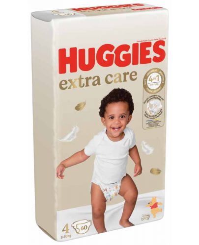 Бебешки пелени Huggies Extra care - Размер 4, 8-16 kg, 60 броя - 5