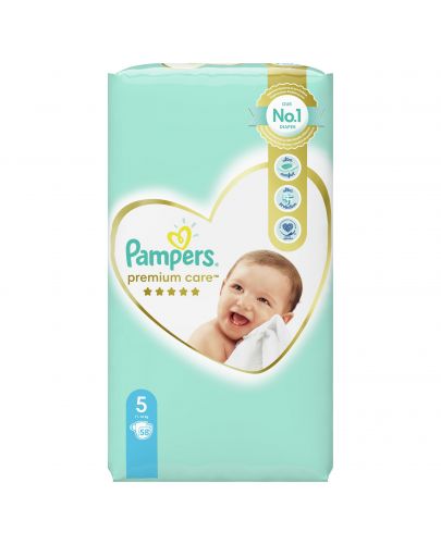 Бебешки пелени Pampers - Premium Care 5, 58 броя  - 2