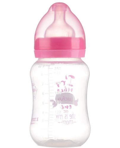 Бебешко шише с широко гърло Zizito - Little Angel, PP, 250 ml, розово - 1