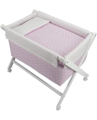 Бебешка кошара Interbaby - Със спален комплект, розова - 4