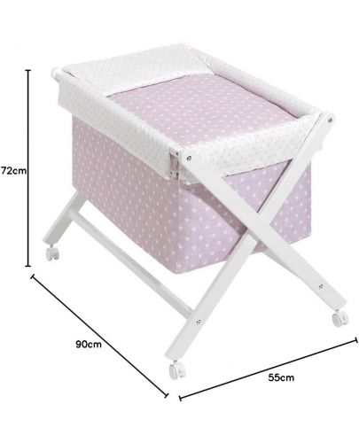 Бебешка кошара Interbaby - Със спален комплект, розова - 7