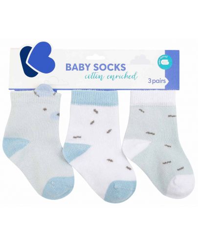 Бебешки чорапи с 3D уши Kikka Boo - Bear with me,  0-6 месеца, 3 чифта, Blue  - 1