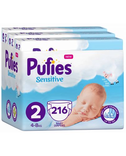 Бебешки пелени Pufies Sensitive 2 - 216 броя - 1