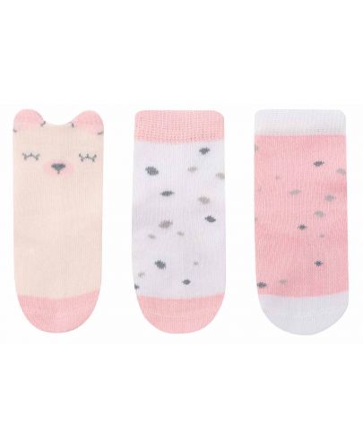 Бебешки чорапи с 3D уши Kikka Boo - Bear with me, 6-12 месеца, 3 чифта, Pink  - 2