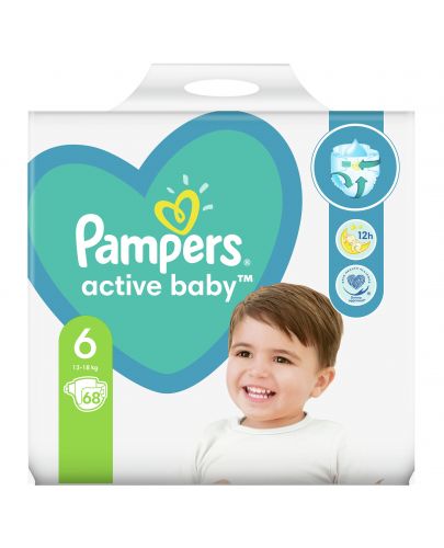 Бебешки пелени Pampers - Active Baby 6, 68 броя  - 1