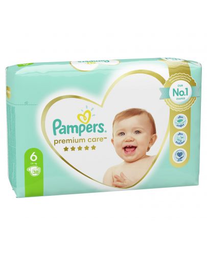 Бебешки пелени Pampers - Premium Care 6, 38 броя  - 1