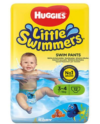 Бебешки бански пелени Little Swimmers - Размер 3-4, 7-15 kg, 12 броя - 1