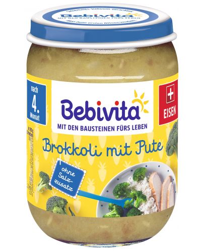 Ястие Bebivita - Броколи с пуешко месо, 190 g - 1