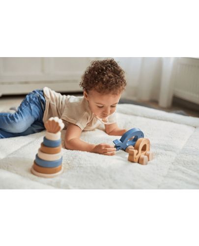 Бебешка дървена играчка Jollein - Количка, Sea Animal Blue - 6