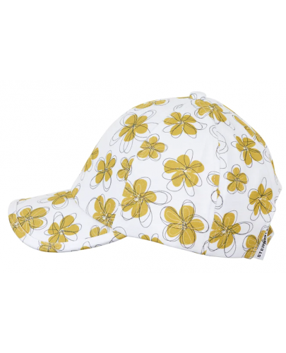 Бейзболна шапка с UV 50+ защита Sterntaler - С цветя, 55 cm, 4-6 години, бяла - 2