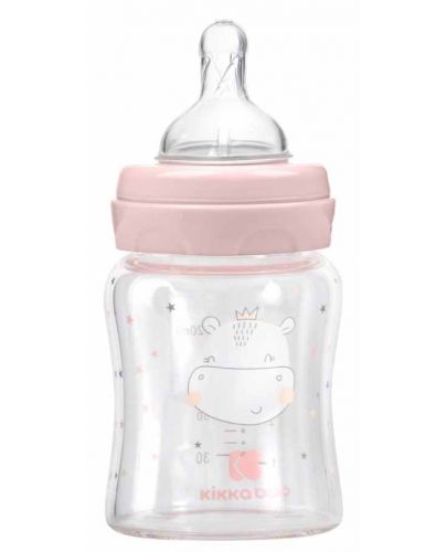 Бебешко стъклено шише KikkaBoo Hippo Dreams - 120 ml, розово - 2