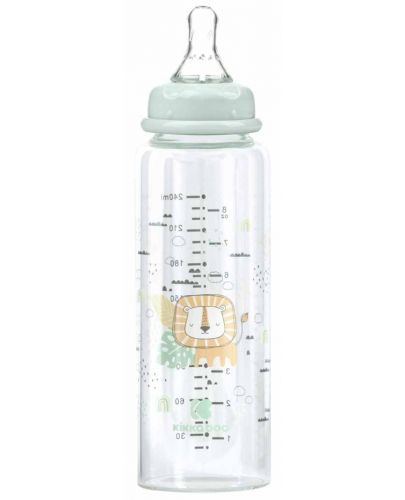 Бебешко стъклено шише KikkaBoo Savanna - 240 ml, мента - 2