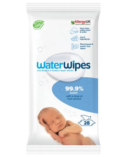 Бебешки почистващи кърпички Water Wipes Baby - On the Go, 28 броя - 1